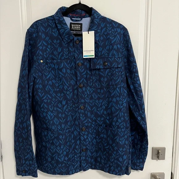 NWT - Scotch & Soda Men’s Linen Blended Jacquard Overshirt Jacket - Size M - Picture 1 of 10
